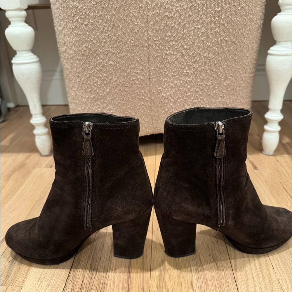 Prada Women's Brown Suede Block Heel Boots (size 37) - Picture 8 of 8